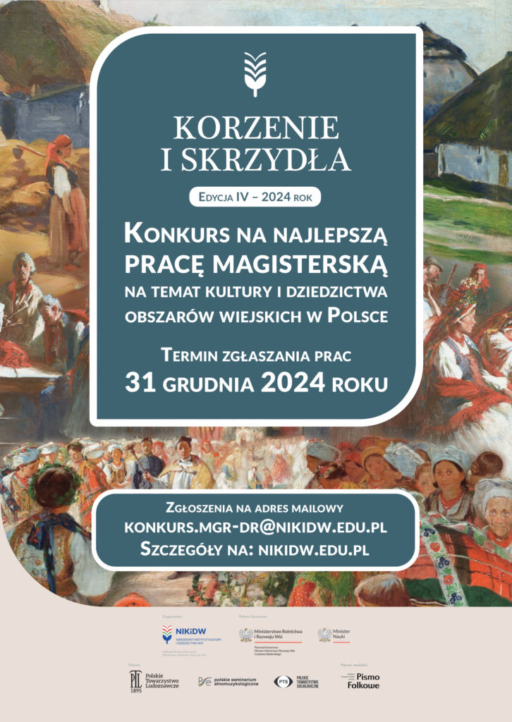 Kolejna edycja konkursu Narodowego Instytutu Kultury i Dziedzictwa Wsi „Korzenie i Skrzydła”. / Grafika NIKiDW