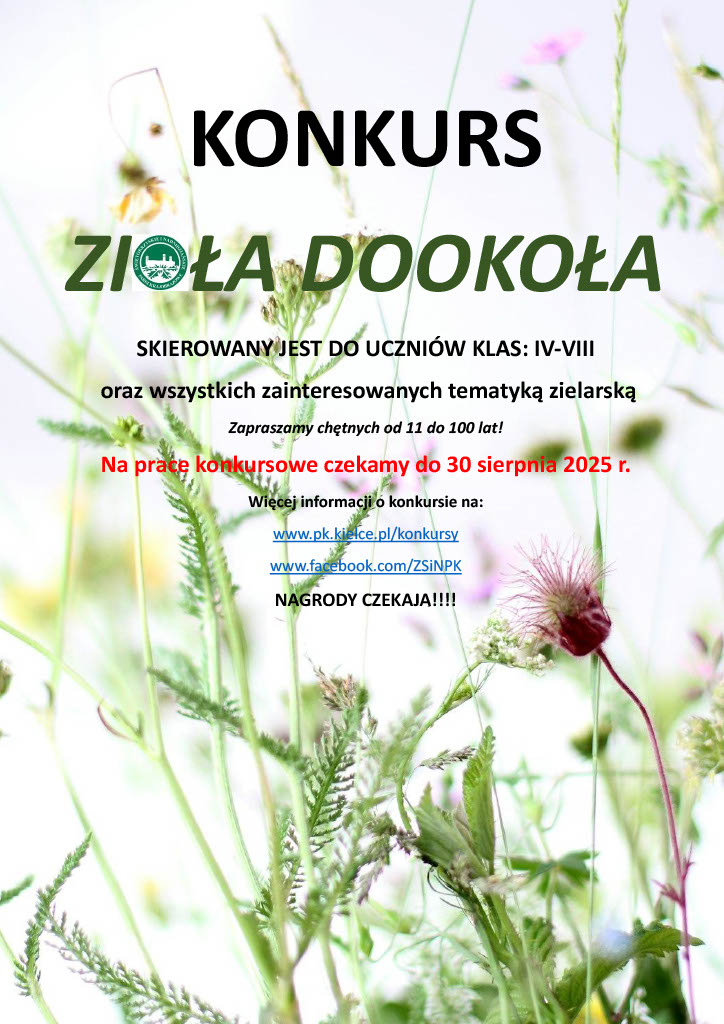 Konkurs dla dzieci „Zioła dookoła”. Będą nagrody za zielniki 3 Plakat konkursowy Zespołu Świętokrzyskich i Nadnidziańskich Parków Krajobrazowych